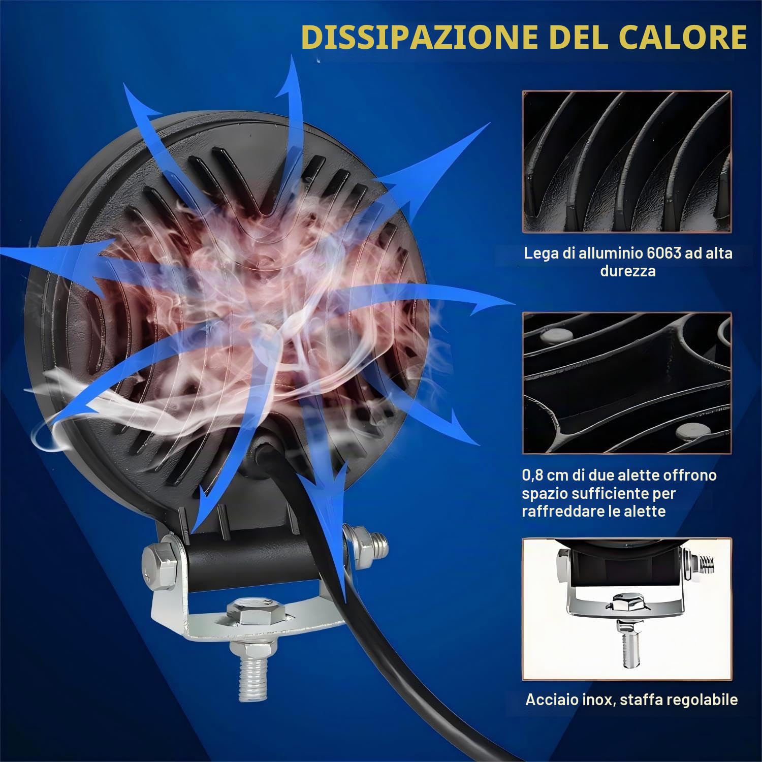 Faro LED da lavoro 2x72W 12v 24v, faro aggiuntivo LED rotondo per fuoristrada impermeabile IP68, per trattore, SUV, auto