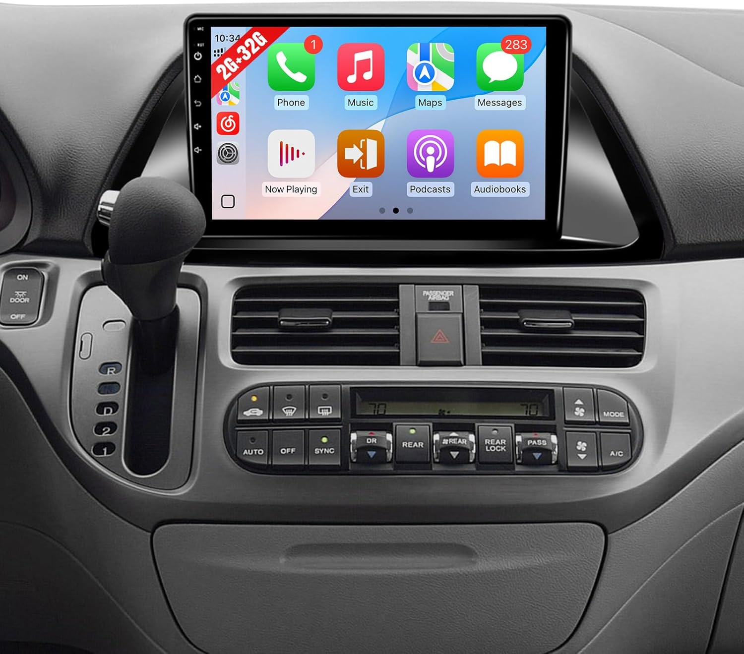 Android Car Radio for Honda Odyssey 2005-2010 with Wireless Carplay Android Auto, 2+32GB 10.1 Inch IPS Touchscreen Stereo for Honda Odyssey - Support GPS, WiFi, BT, FM, MIC, Backup Camera