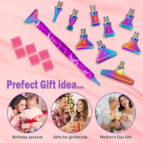 Miniatura 6 de DoreenBow 21 piezas de accesorios para bolígrafos de arte de diamantes de arco iris, puntas multiplacer, herramientas de pintura de arte de diamante