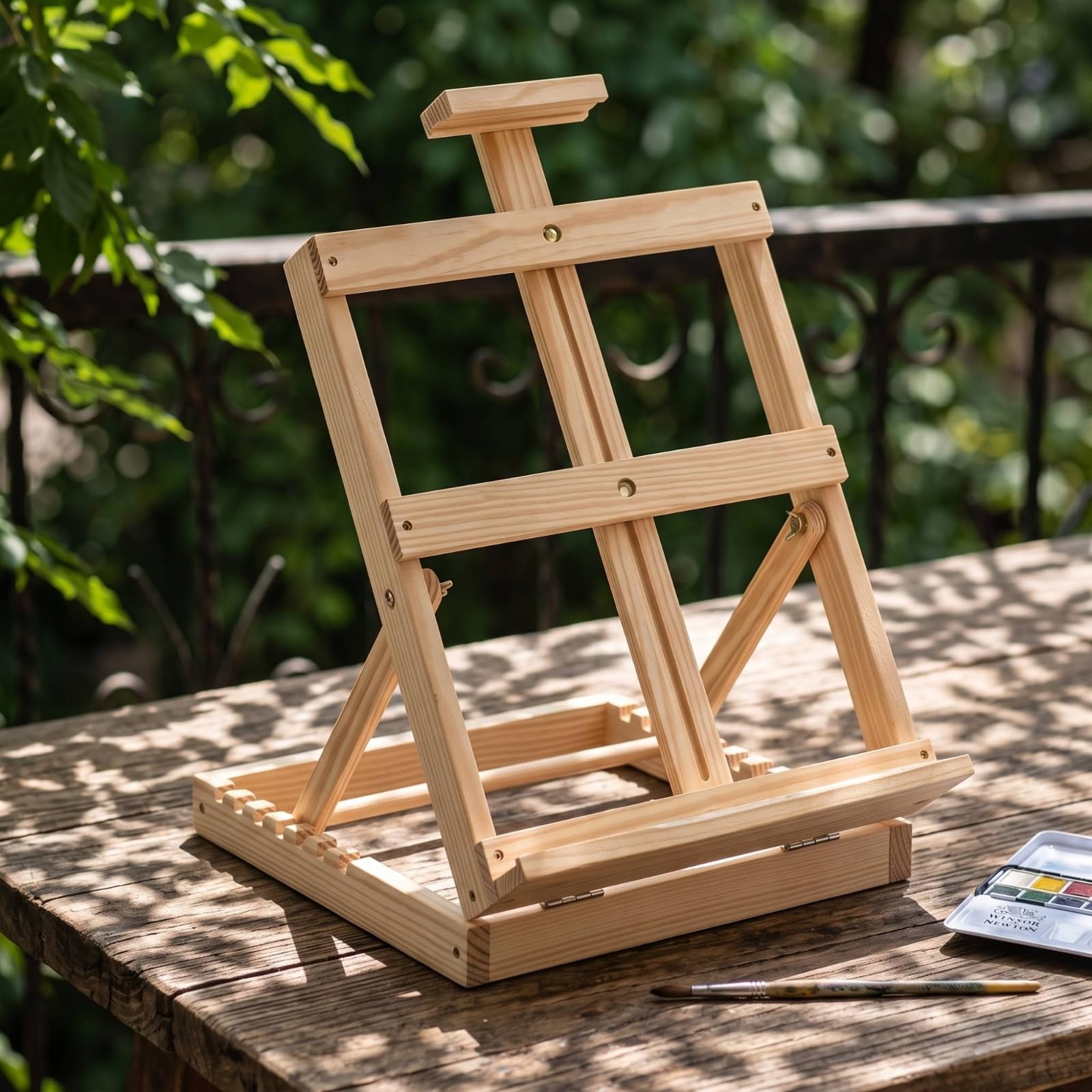 Caballete de Mesa Portátil Caballete Atril Soporte Exhibidor en Madera de Pino con Respaldo Regulable y Base Firme, 95, Caballete De Escritorio De Madera De Pino Modelo 95