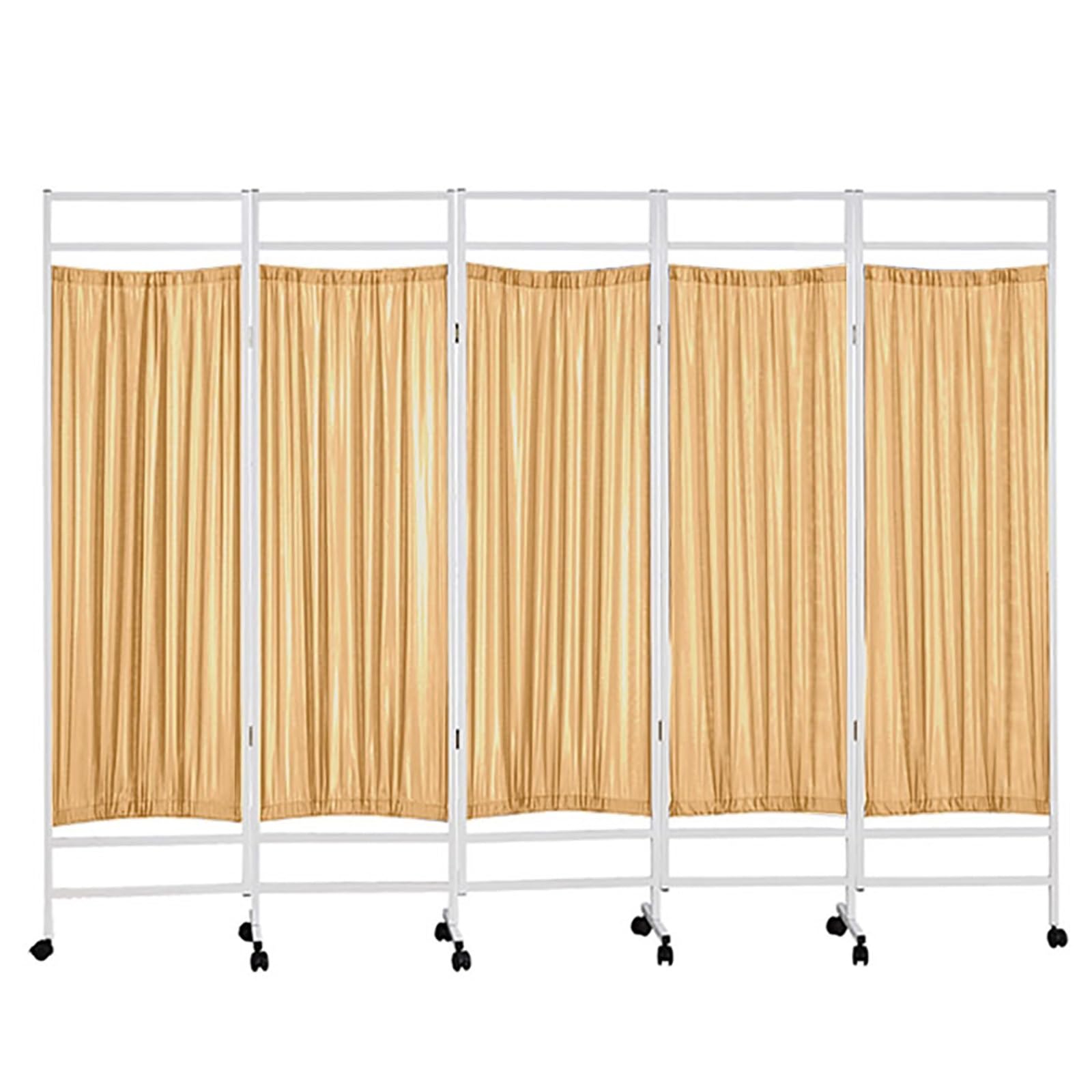 XINGYAOSM 5 Piece Portable Room Partition Folding Medical Privacy Screen with Wheels Selected Steel Frame, Sturdy And Durable, for Hospitals/Beauty Salons(Yellow)