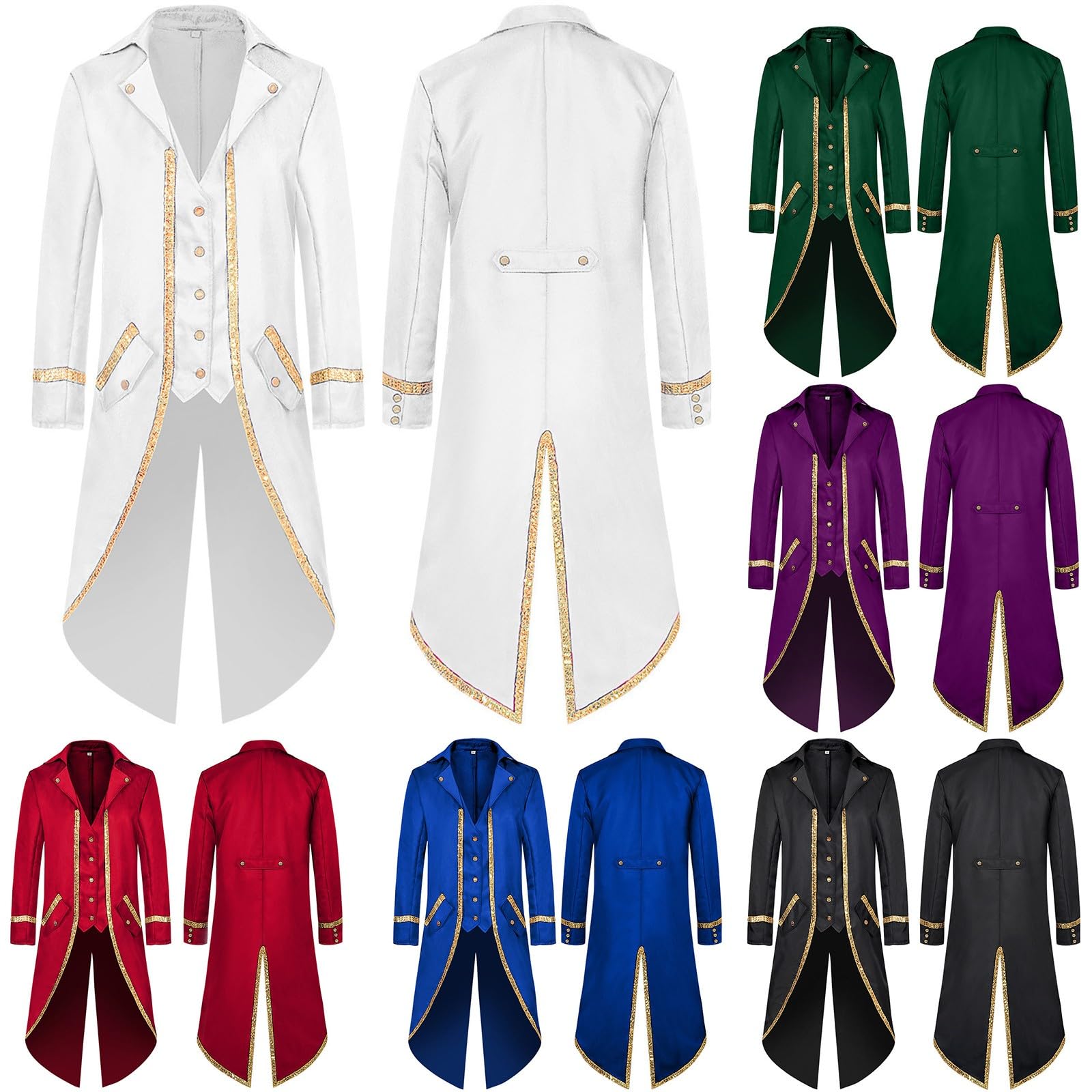 Genérico Giacca Frac in Stile Gotico Steampunk per Uomini Giacca Vintage Medievale Vittoriana Uniforme Lunghe Smoking Pirata Rinascimento Vampiro per Festa Adulti