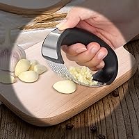 Vista 6 de 2 Pack Garlic Press Rocker, Stainless Steel Garlic Mincer with 2 Peelers, 2 Scrapers and 2 Brushes Garlic Crusher Garlic Chopper for Smashing