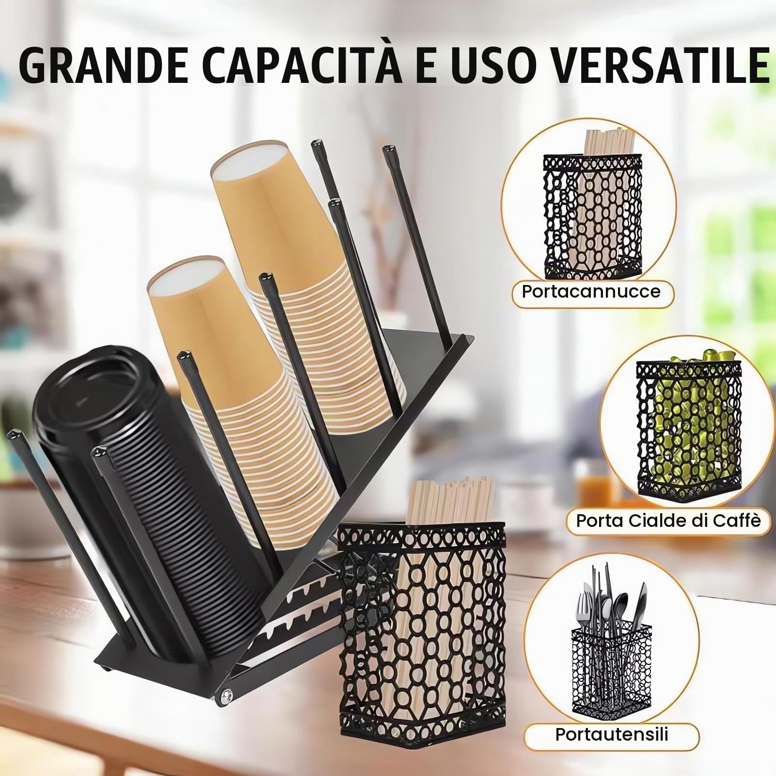 Porta Bicchierini Caffe,OrganizerCaffetteria 4 Verticale Scomparti