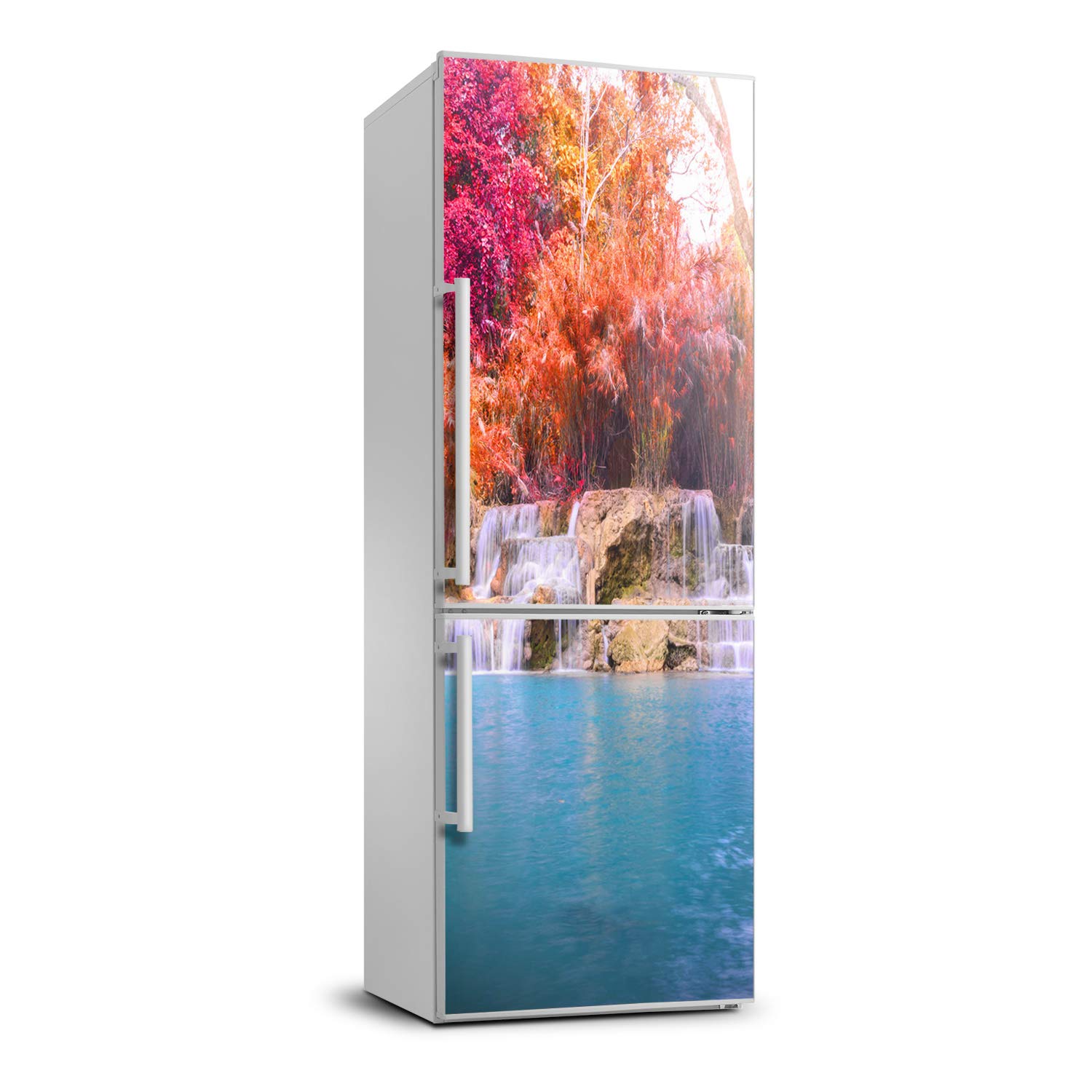 Autocollant frigo 70x190cm sticker mural décoratif autocollant cuisine paysage cascade