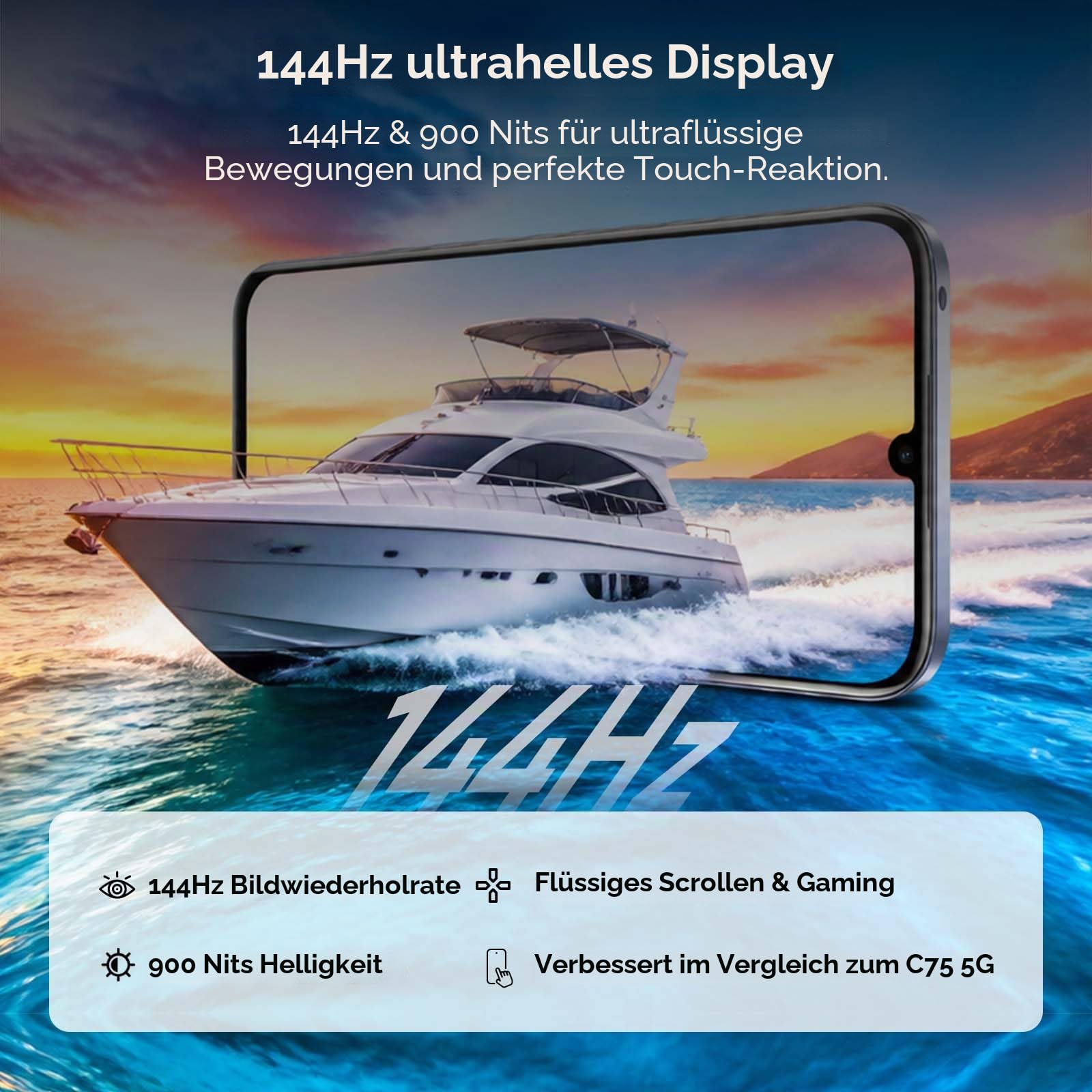 realme C100 5G Smartphone 128GB ROM, Titan-Batterie 6600mAh und schnelles Laden 45W, Mobiltelefon mit 144Hz Ultra-Helligkeit, Android 16 Militär-Stoßfestigkeit, Umkehrladung 6.5W, IP64
