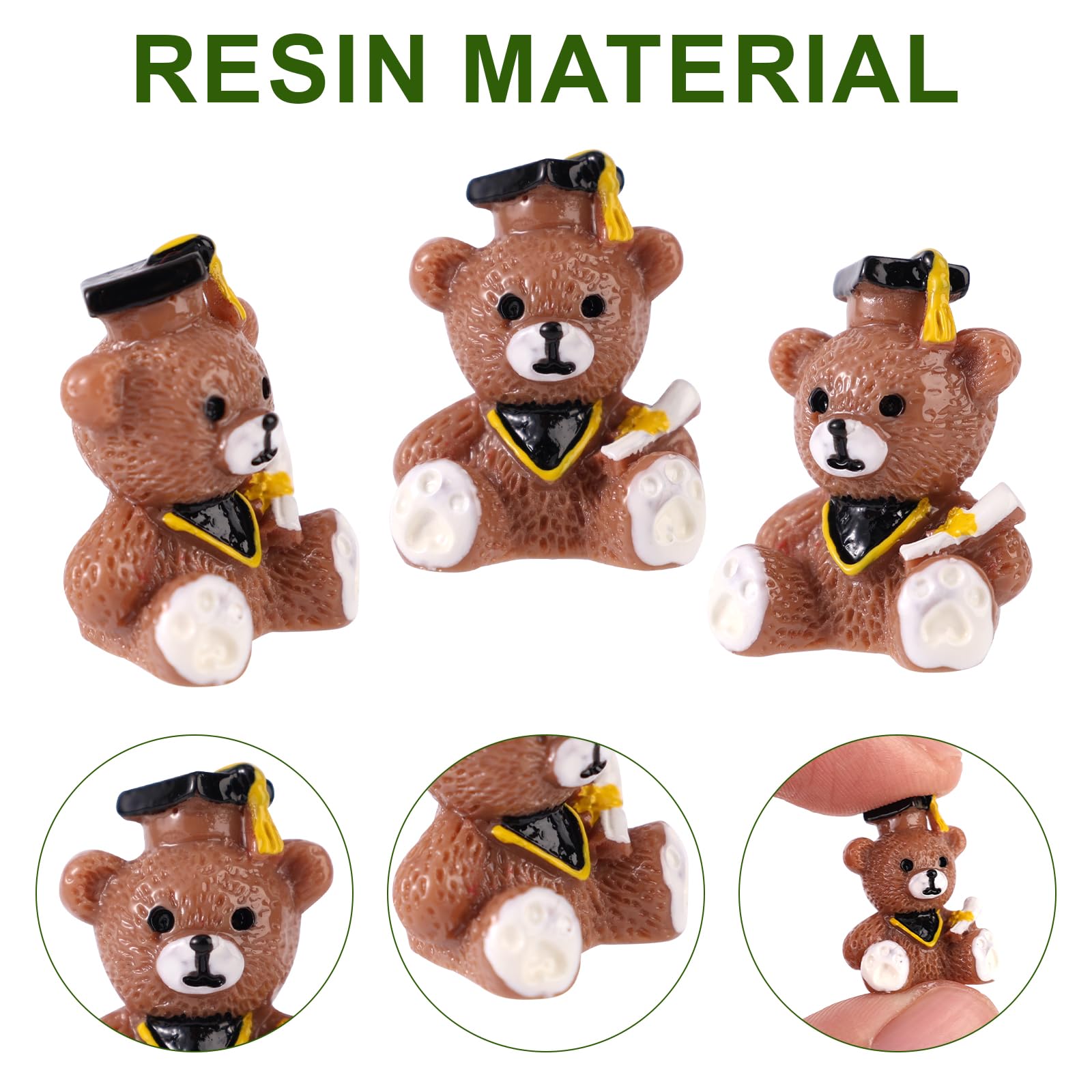 Lyreh 50pcs Graduation Resin Bear, Cute Mini Resin Teddy Bears Wearing A Graduation Tassel Hat Holding Scroll Perfect Decoration Accessory for Car Fairy Garden Landscape Doll house DIY Gift - Image 4