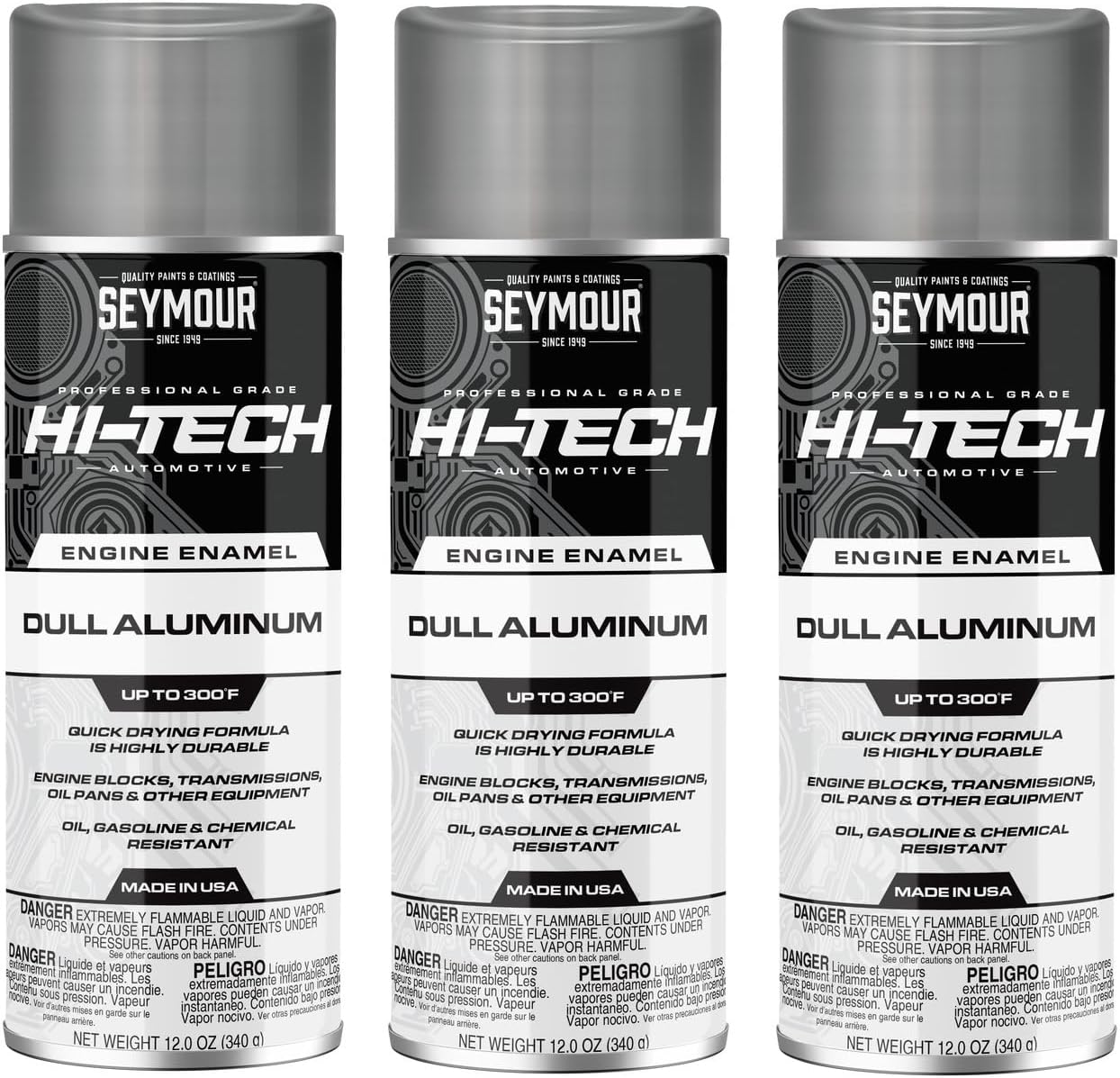 STANIOS Hi-Tech EN-71 Dull Aluminum Engine Enamel Spray Paint – 12 oz (3-Pack) | High-Temp Automotive Coating for Engines & Transmissions