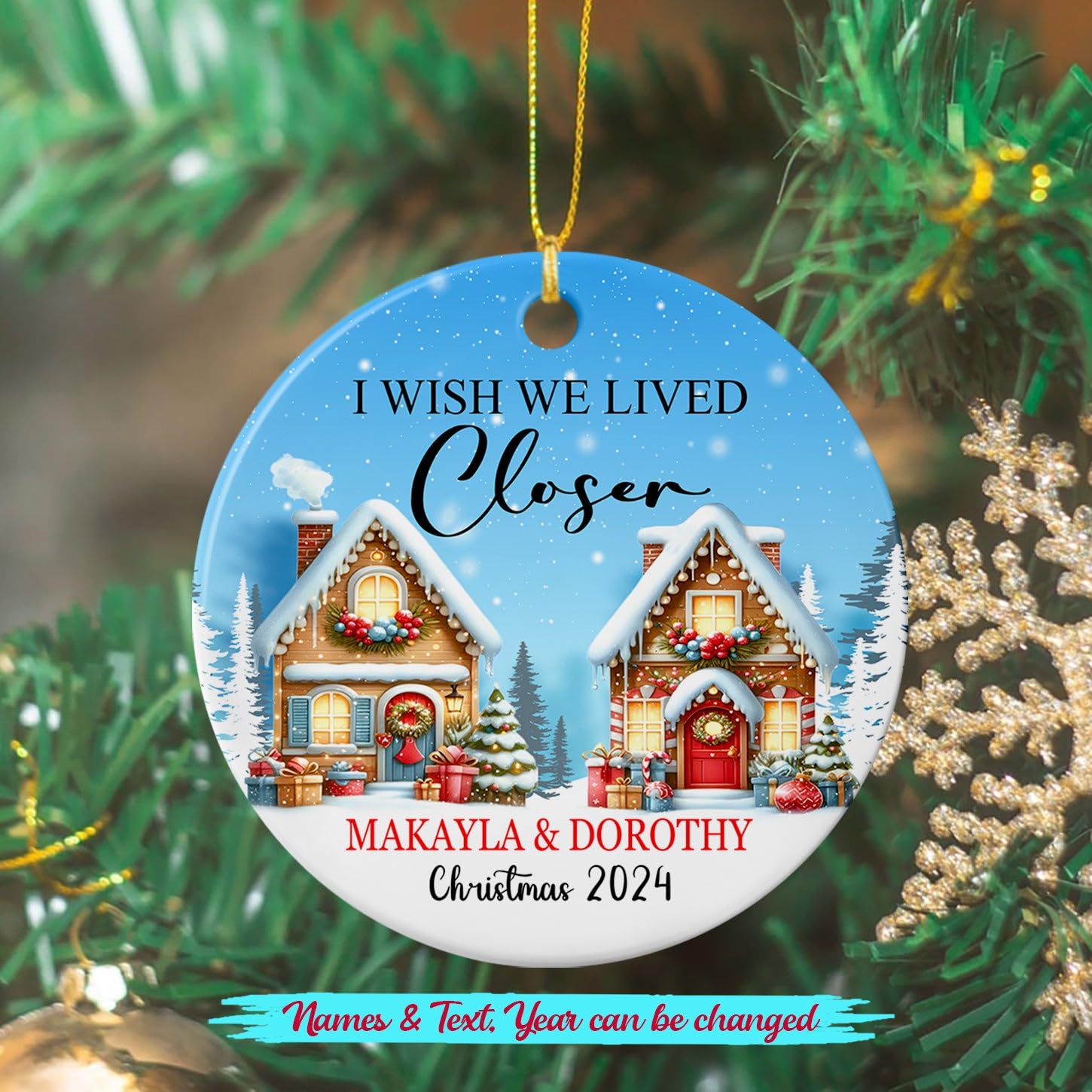 I Wish We Lived Closer - Personalized Ceramic Ornament - ORN214YV