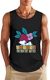 タンクトップ メンズ ノースリーブTシャツ ピーナッツ スヌーピー 袖なし 夏服 インナーシャツ ベスト ランニング フィットネス 丸首 2XL