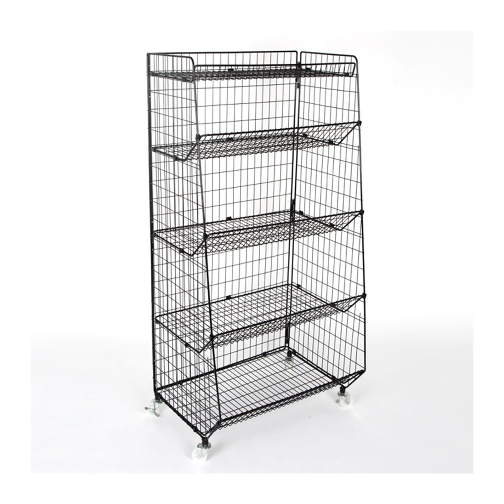 Estante de exhibición minorista de 5 niveles, estante de supermercado, soporte organizador de refrigerios de metal para tiendas de conveniencia, oficina, hogar, estantes de almacenamiento de alimentos