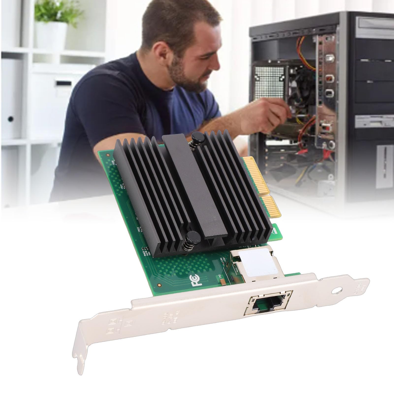 Scheda Adattatore di Rete Ethernet, Scheda di Espansione Gigabit PCIe X4 10G, Placcata Oro con Dissipatore di Calore, Ideale per Controller, Server, NAS e Router