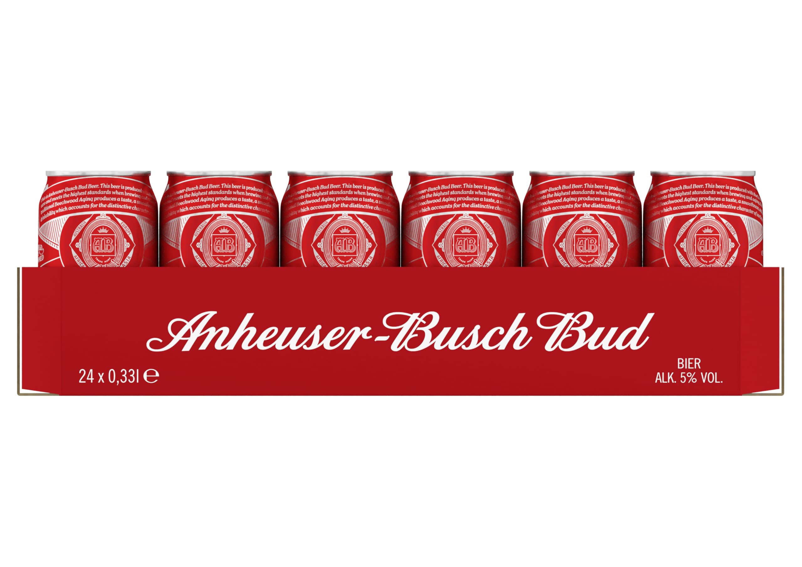 Anheuser-Busch Bud, Premium Lager-Bier, EINWEG, Internationales Lager Bier (24 X 0.33 l)