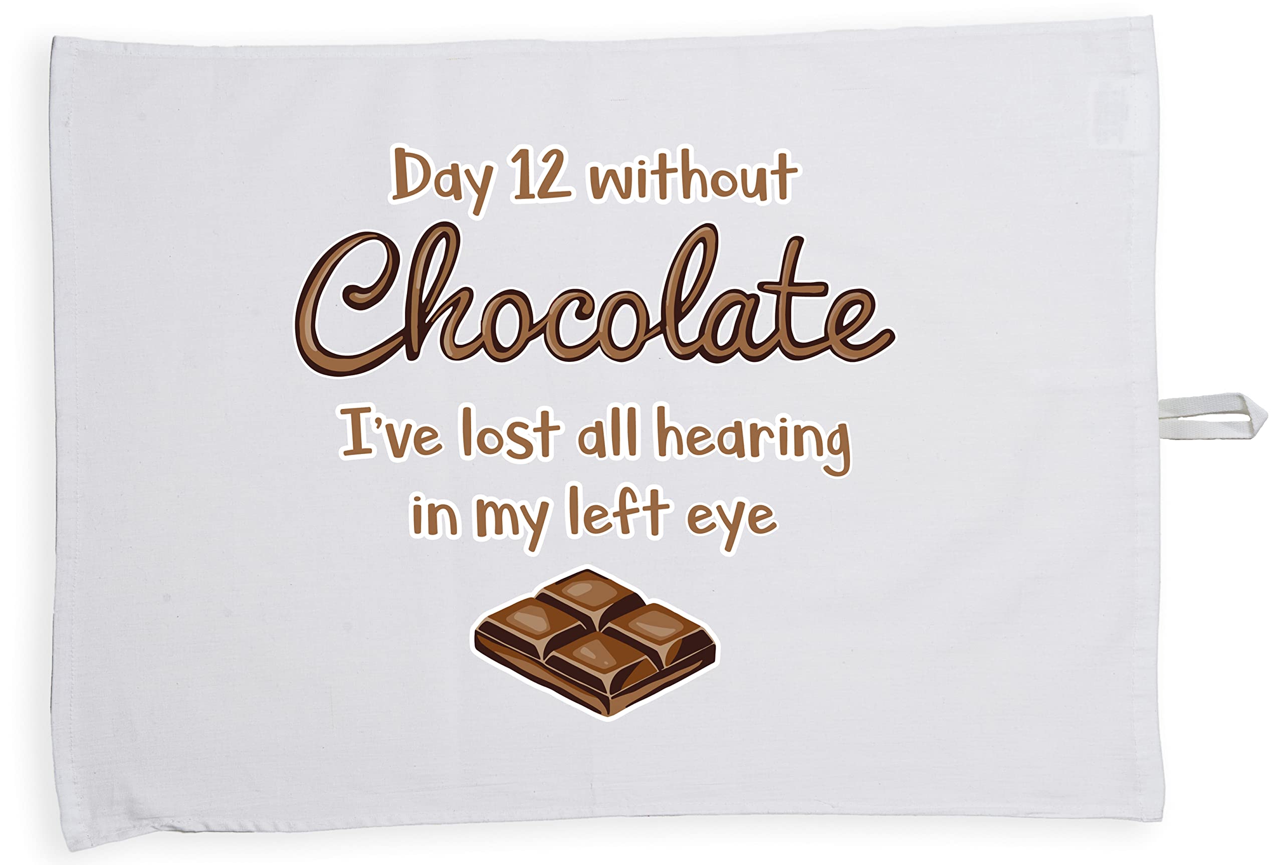 Hippowarehouse Day 12 without chocolate - Withdrawals Tea Towel Eco Printed Dish Cloth Kitchen accessory 50cmx70cm 100% Cotton