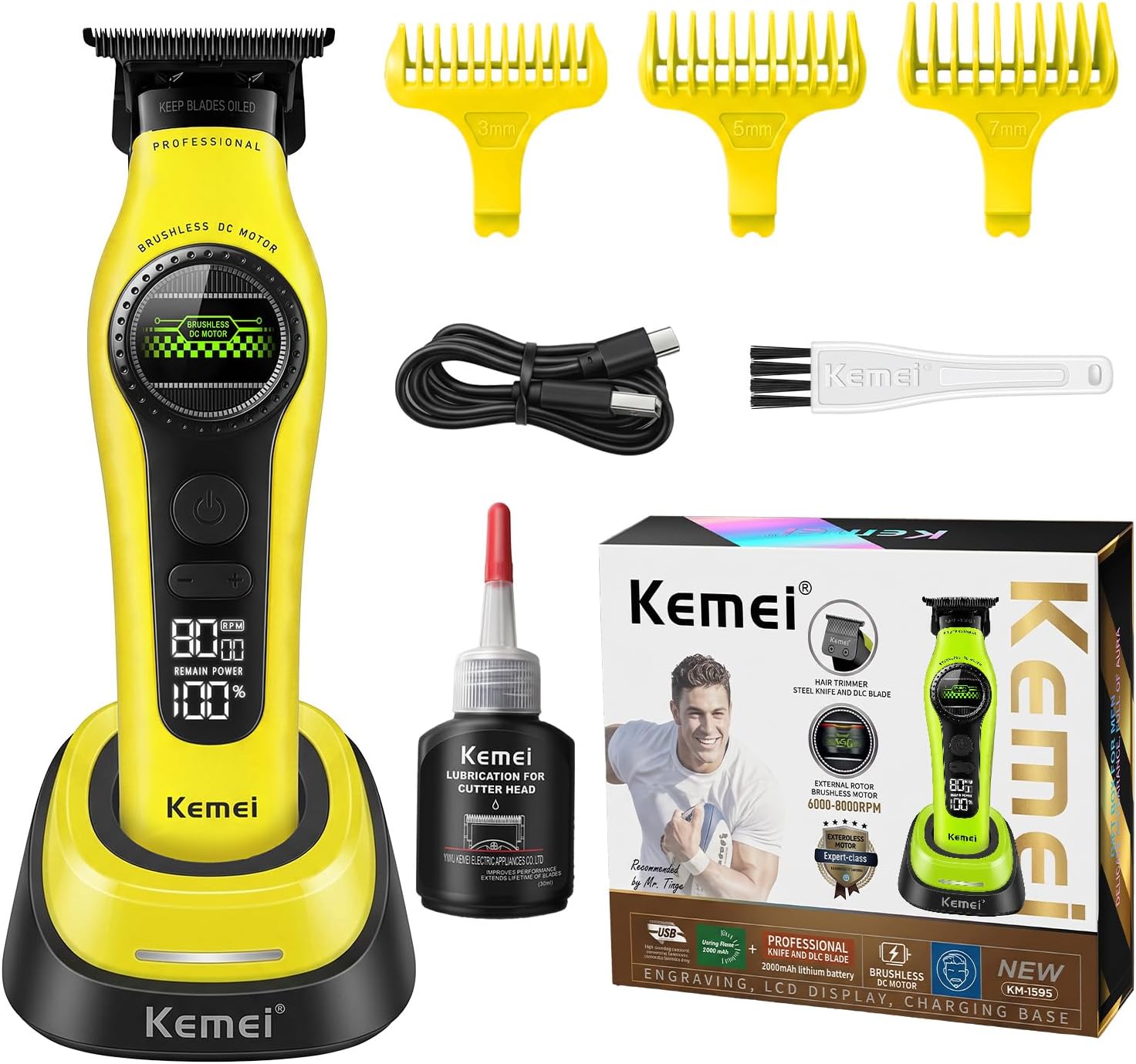 KEMEI T Blade Hair Trimmer for Men Barber Clippers 5-Speed Adjustable Motor