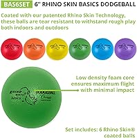 Vista 3 de Champion Sports Rhino Skin Dodgeball Set – 6 Soft Foam Dodgeballs with Tear-Resistant Coating, Grip Surface, Low Bounce, Mesh Bag, Indoor & Outdoor