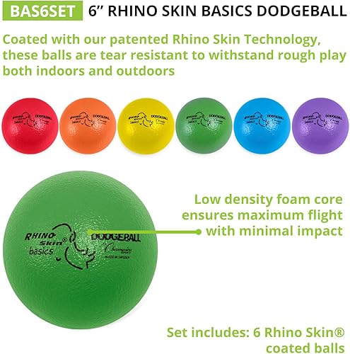 Miniatura 7 de Champion Sports Rhino Skin Dodgeballs juego básico de 6 pulgadas para niños + juego de 8 pulgadas para niños mayores y adultos