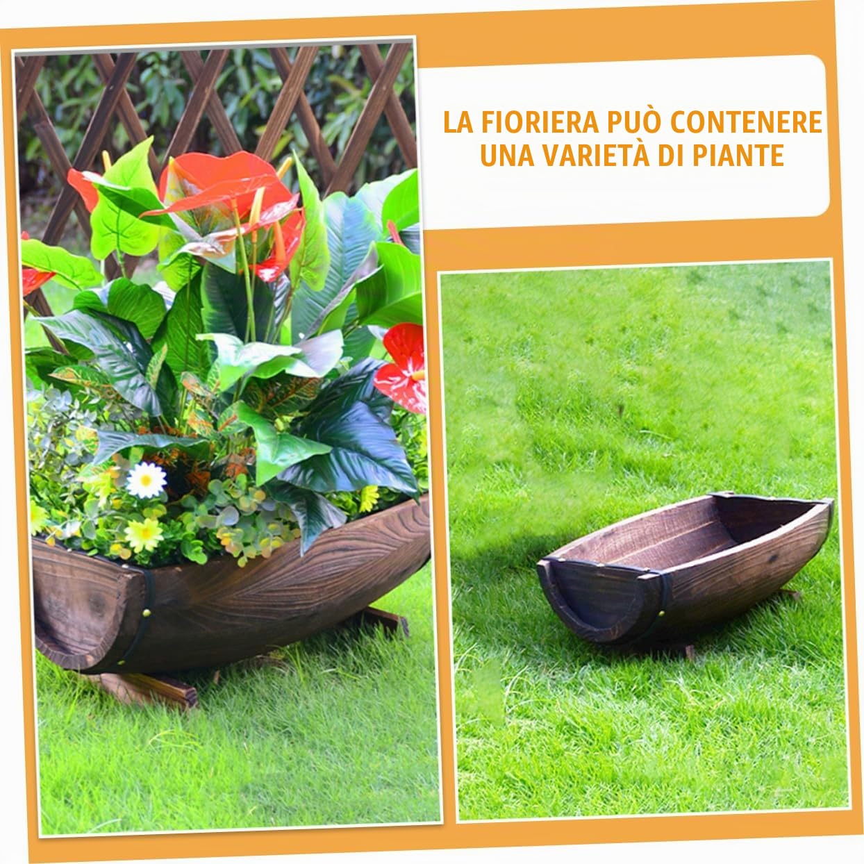 Fioriera Rustica in Legno Anticorrosione Vaso Da Fiori Per Esterni E Interni Con Design a Mezza Botte Ideale Per Giardino Terrazzo E Decorazioni Matrimoniali