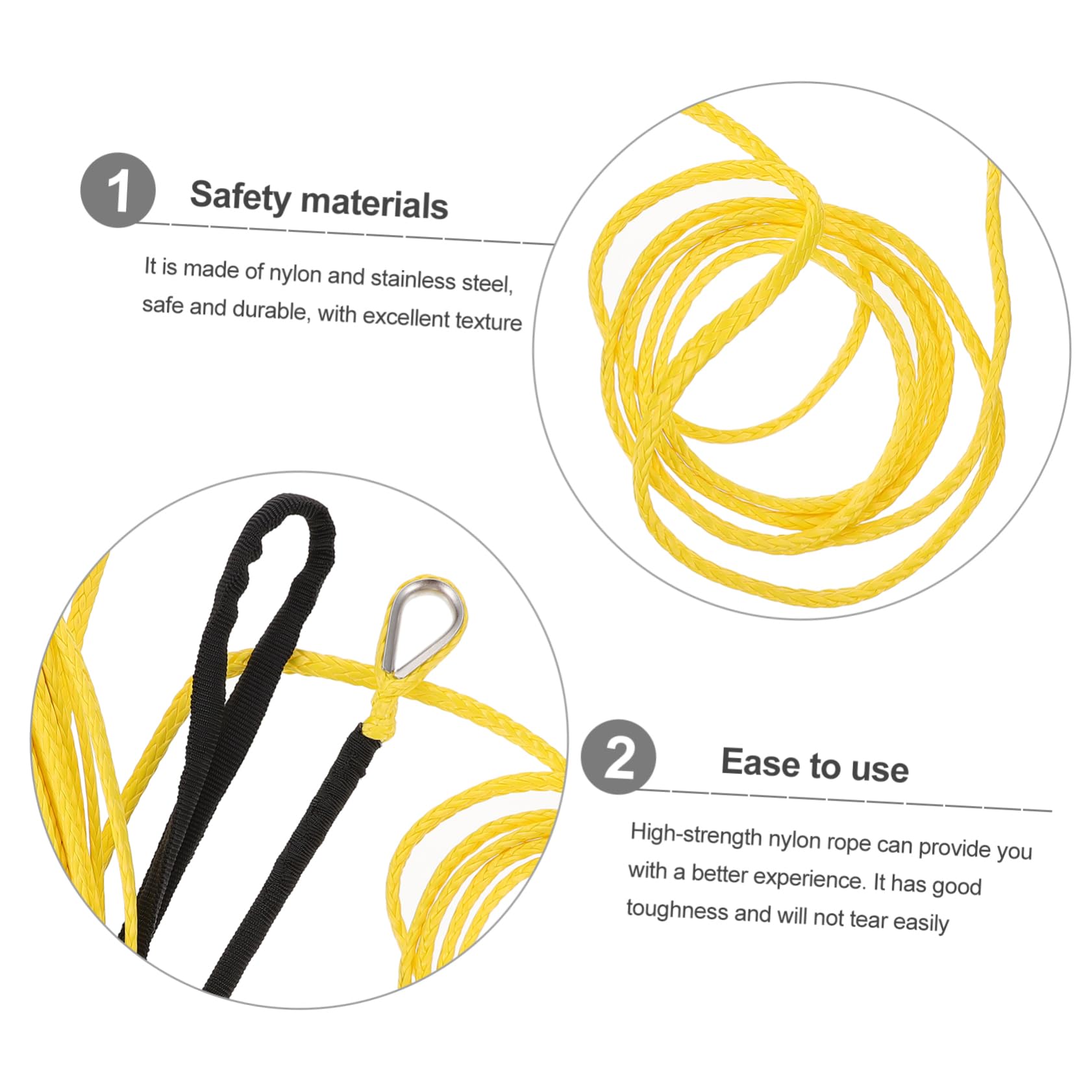 SUPVOX Corda da Traino per Auto in Nylon Giallo Resistente e Robusta Acciaio Inossidabile, per Rimorchio e Veicoli Pesanti,