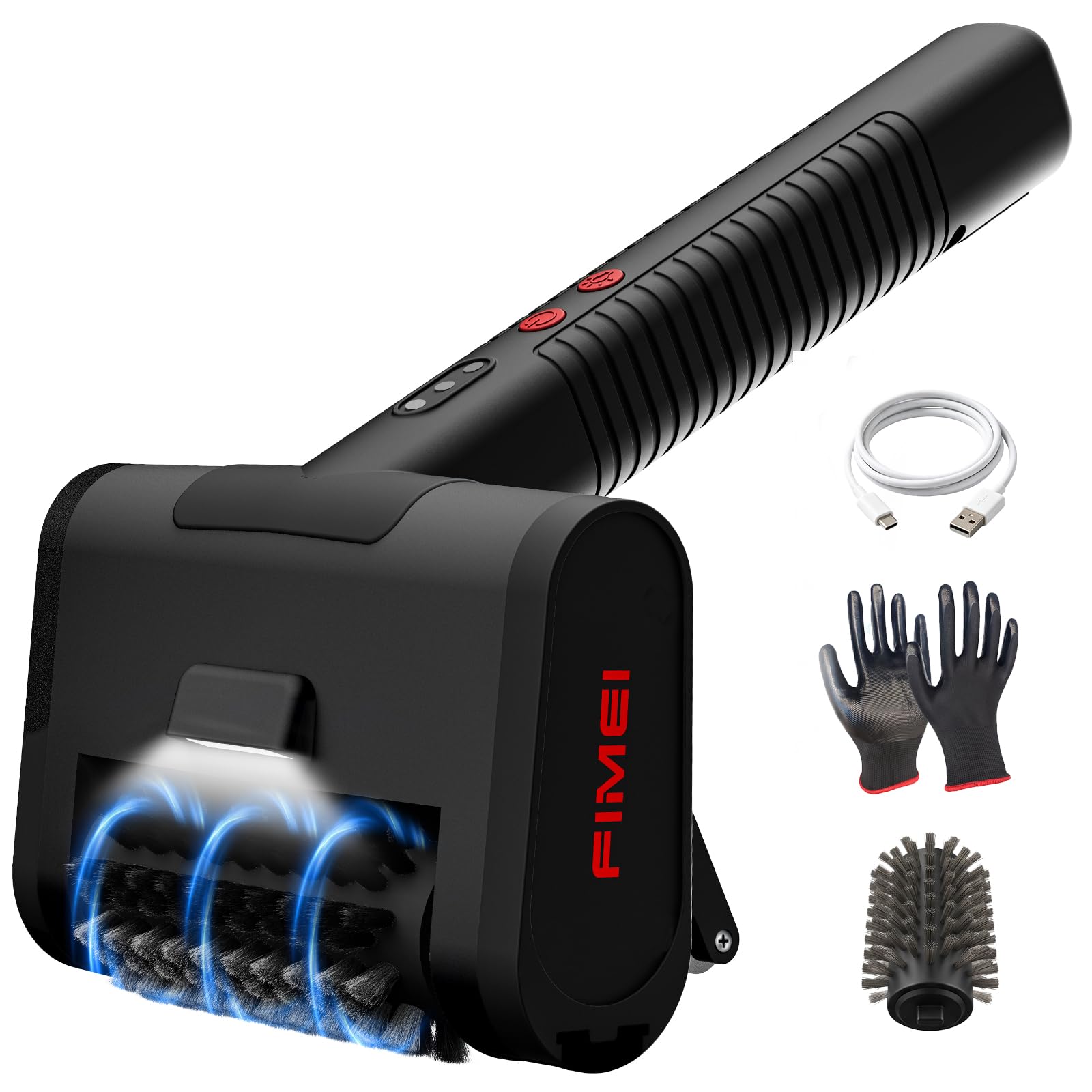 FIMEI Electric Grill Brush, 4000mAh Rechargeable Battery, 2 Brushes