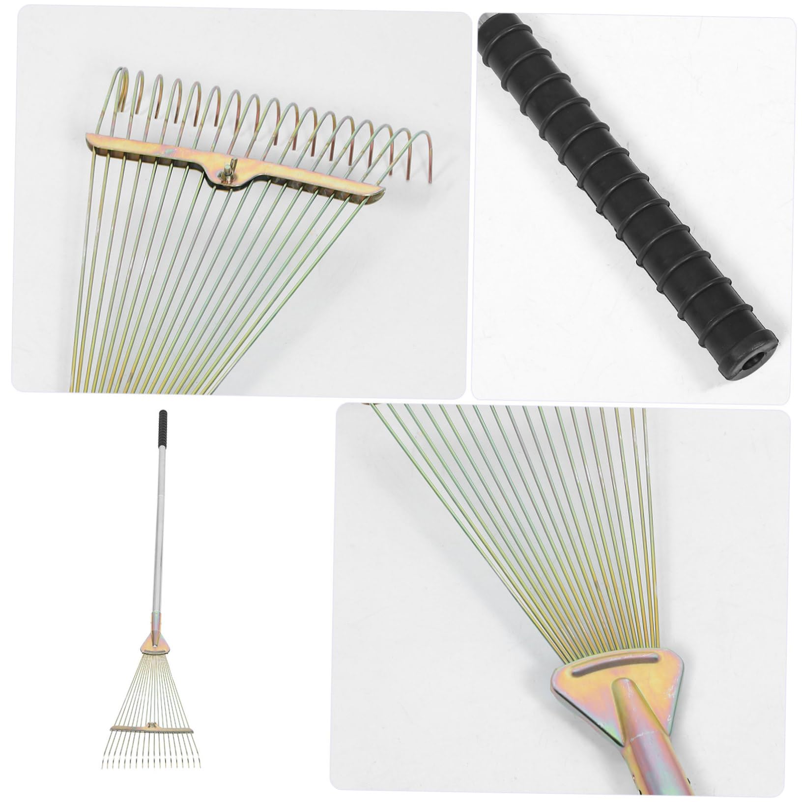 VANZACK Metallrechen für Garten Zinken aus Stahl Rasenrechen zum Entfernen von Moos und Filz Kompakter Handrechen aus Edelstahl Robuster Laubrechen für Blumenbeete und Sträucher