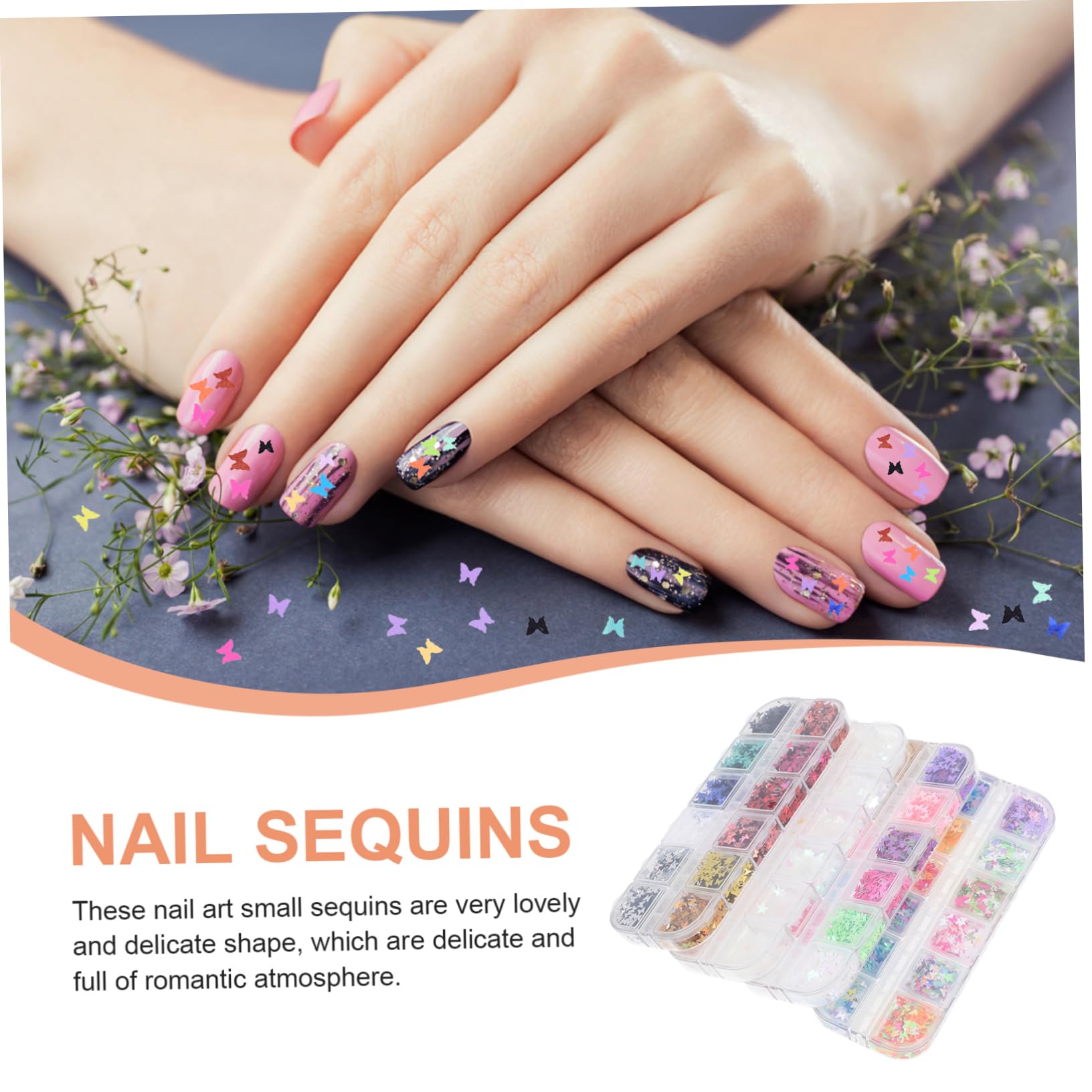 FRCOLOR Boxen Mit Bunten Schmetterlingen Nail Art Glitzer Für Kreative Maniküre Dekorationen Für Natürliche Und Künstliche Nägel Einfach Zu Verwenden Geeignet Für Und Nagelstudios