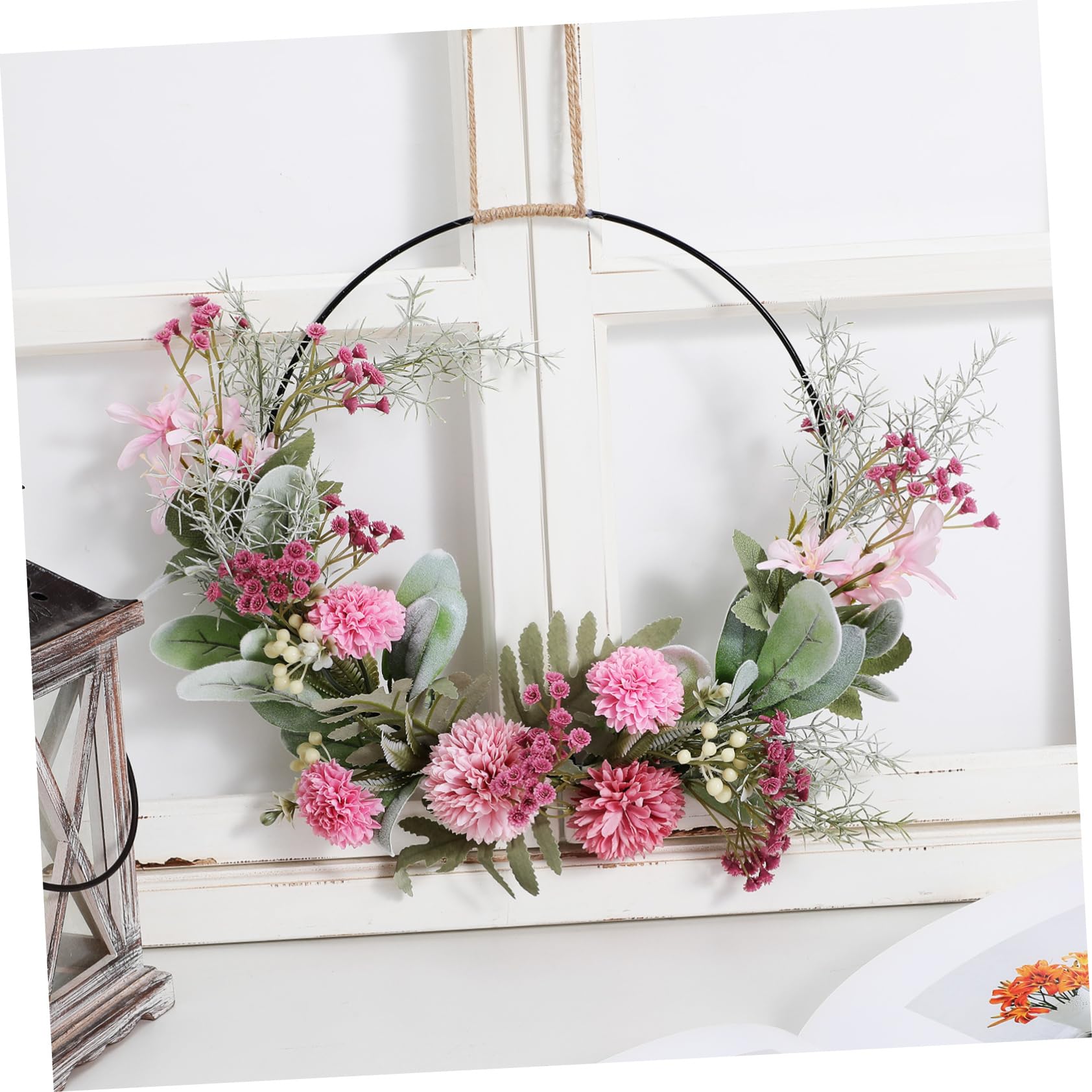 Zerodeko 2 Pièces Guirlande Artificielle Couronne De Feuilles Vertes pour Porte D'entrée Couronne Créative De Porte De Fleurs Artificielles s De Porte Rose Le Fer