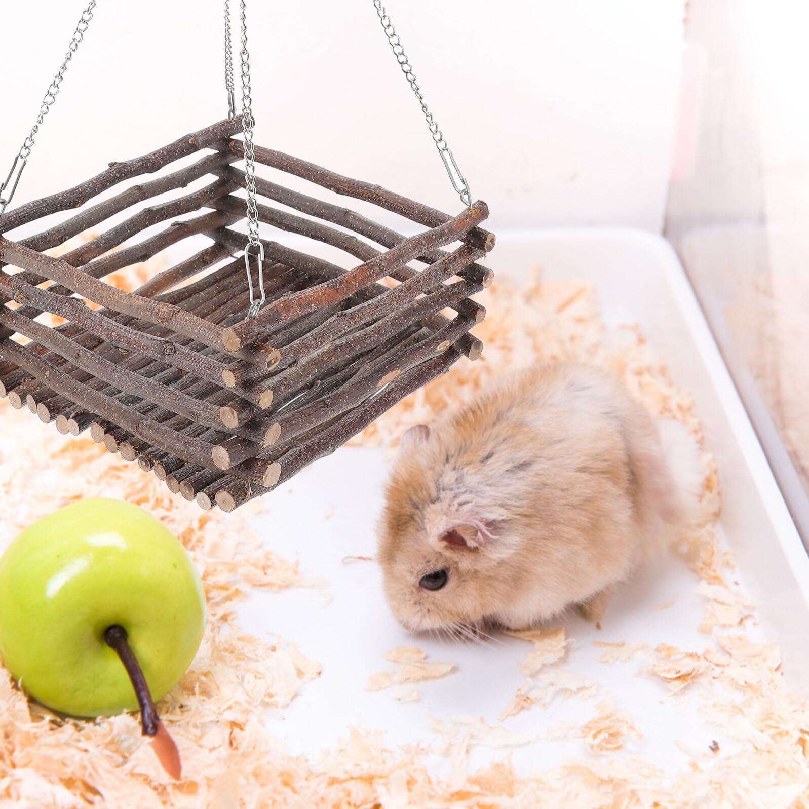 SHINEOFI Hamsterschaukel mit Edelstahlketten Verschleißfestes Hängemodul für Kleine Haustiere Wie Hamster Mäuse Chinchillas Spiel und Ruheplatz im Käfig