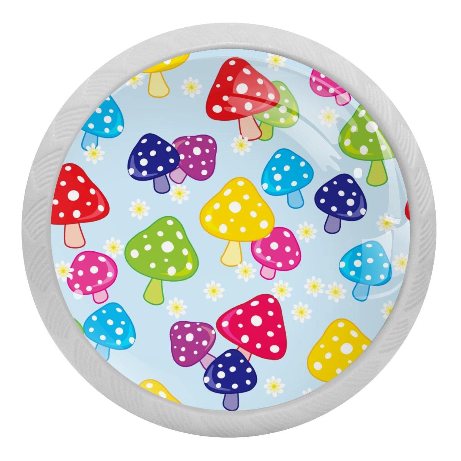 Boutons de placard de cuisine en verre motif champignon pour tiroir et commode