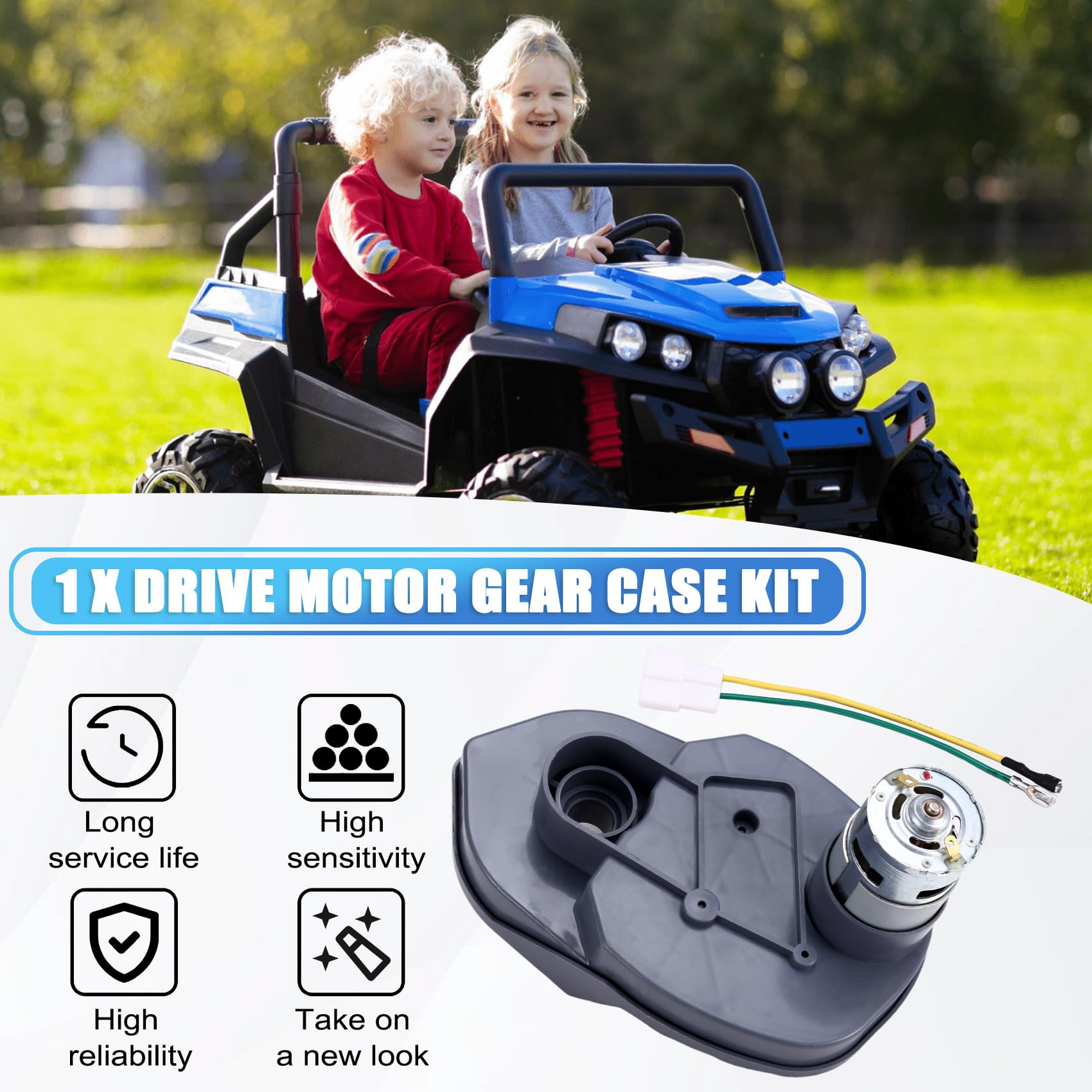 Caja de Engranajes Reductora de Alta Velocidad para Coche Eléctrico para Niños FY-750 RS775 24 V 25000 RPM, Caja de Engranajes Reductora para Coche Eléctrico para Niños