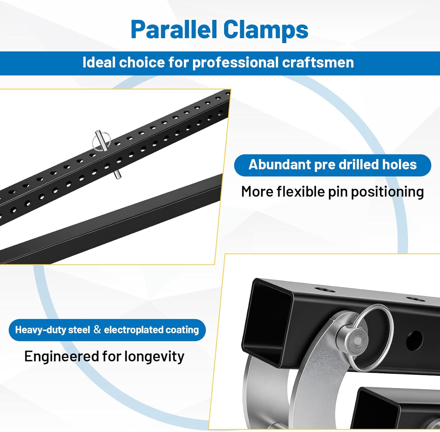 24 Inch Panel Clamp (2 Pack), 4-Way Pressure Steel Parallel Clamp for Board Cabinet, Cutting Boards, Precision Projects, Adjustable Parallelogram Couplers, Panel Clamps Woodworking