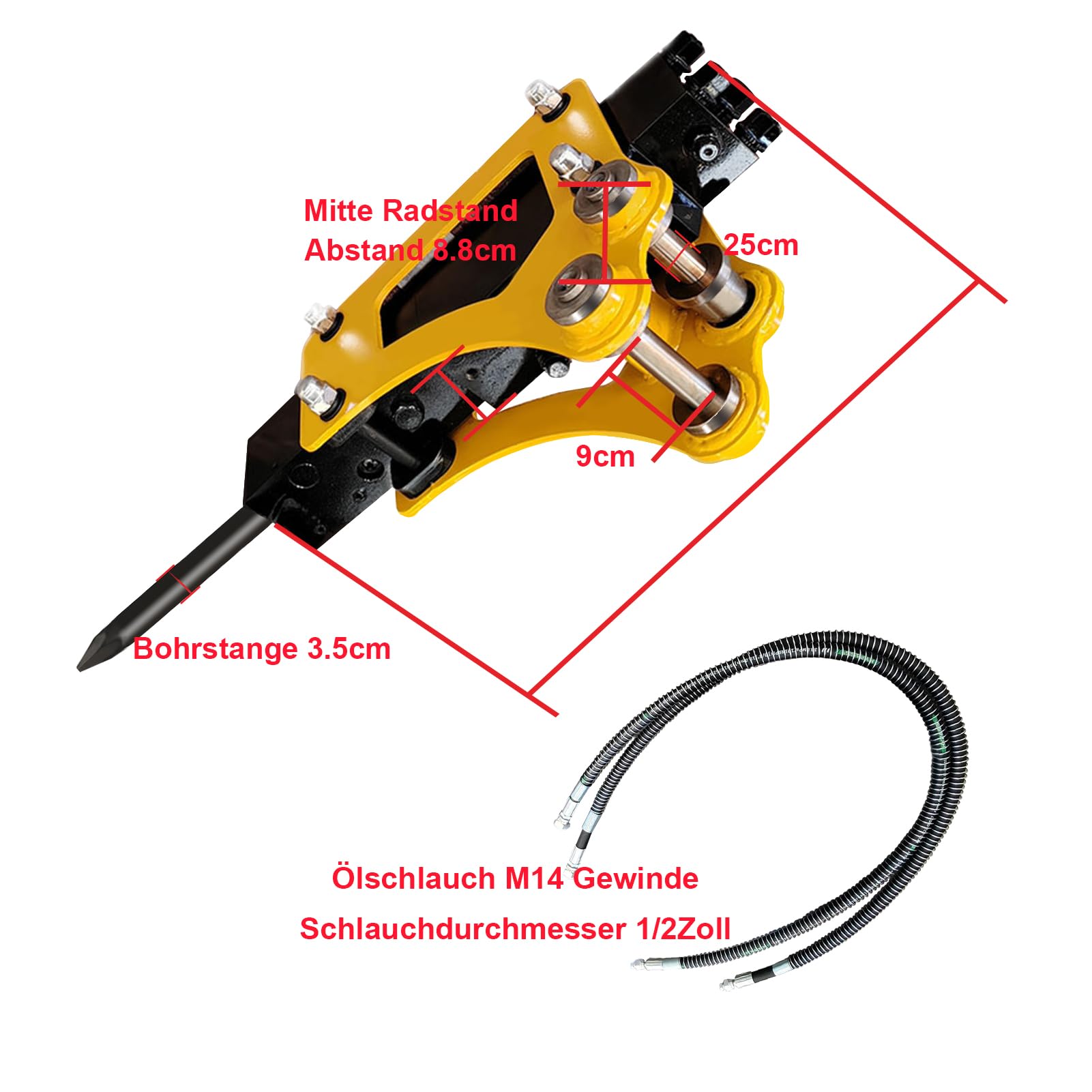 Mini martillo hidráulico para excavadora, pequeño martillo de demolición, martillo compacto para hormigón, roca, escarcha, suelo, herramienta de impacto de montaje rápido, adecuado para