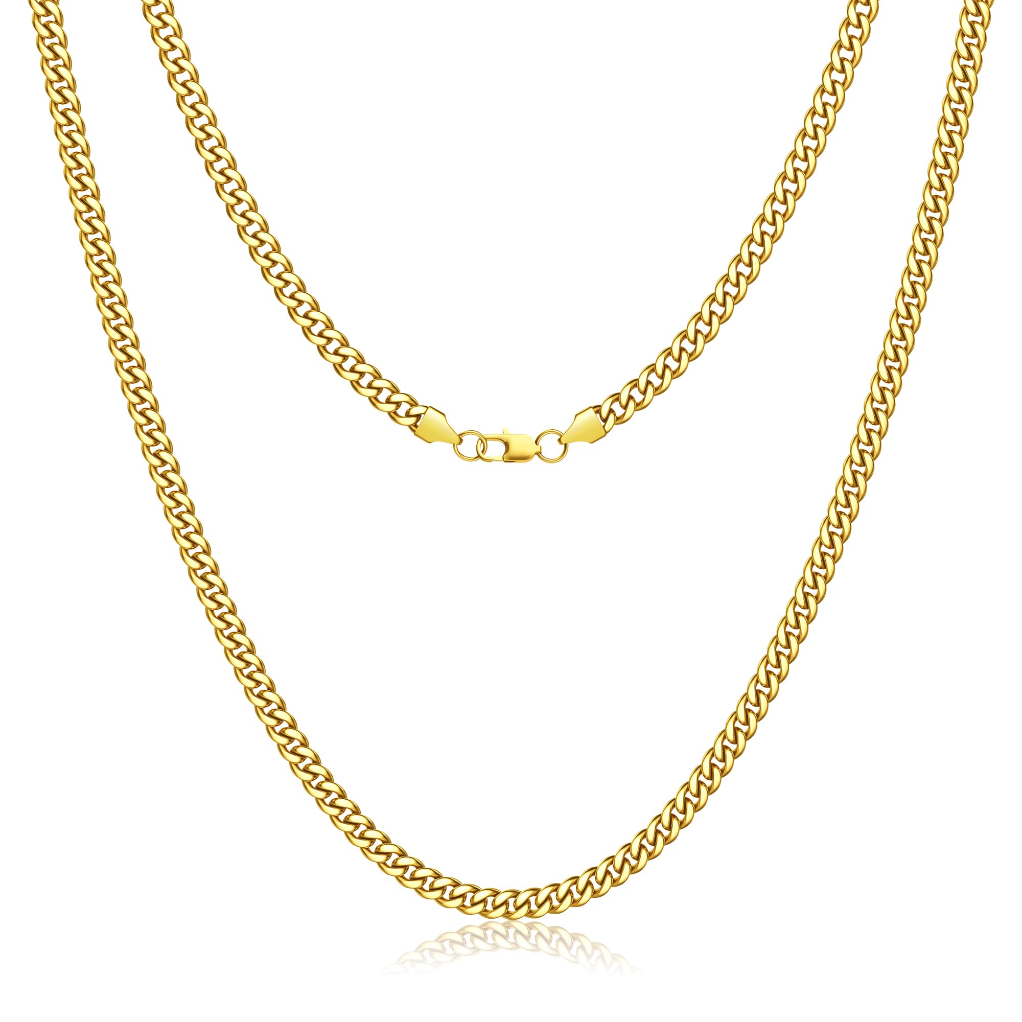 Italian Cuban Link Chain for Men Women 3.5mm/5mm/6mm/10mm Stainless Steel Necklace for Men Silver/14K Gold Plated Mens Necklace Chain 16/18/20/22/24/26/28/30 Inch