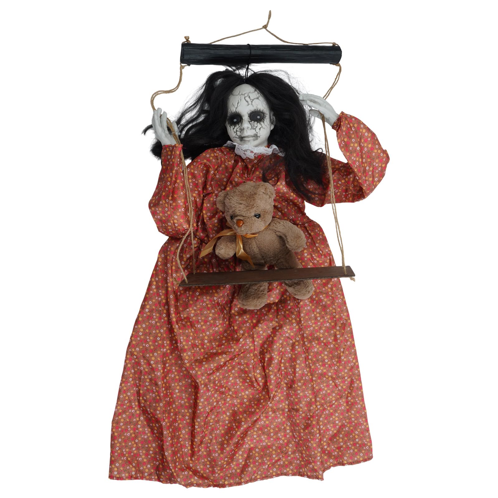 Kalttoy Scary Halloween Decorations Sound Activated Swinging Ghostly Doll with Light Up Eye for Garden Yard Indoor and Outdoor Sound Activated Scary Halloween Decoration