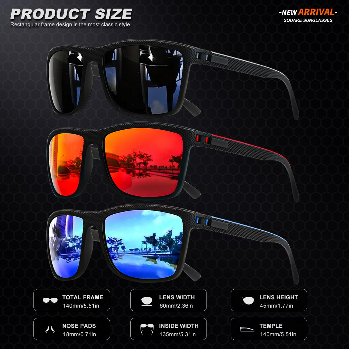 Gafas de sol polarizadas para hombre, protección UV, ligeras, para conducir, pescar, golf