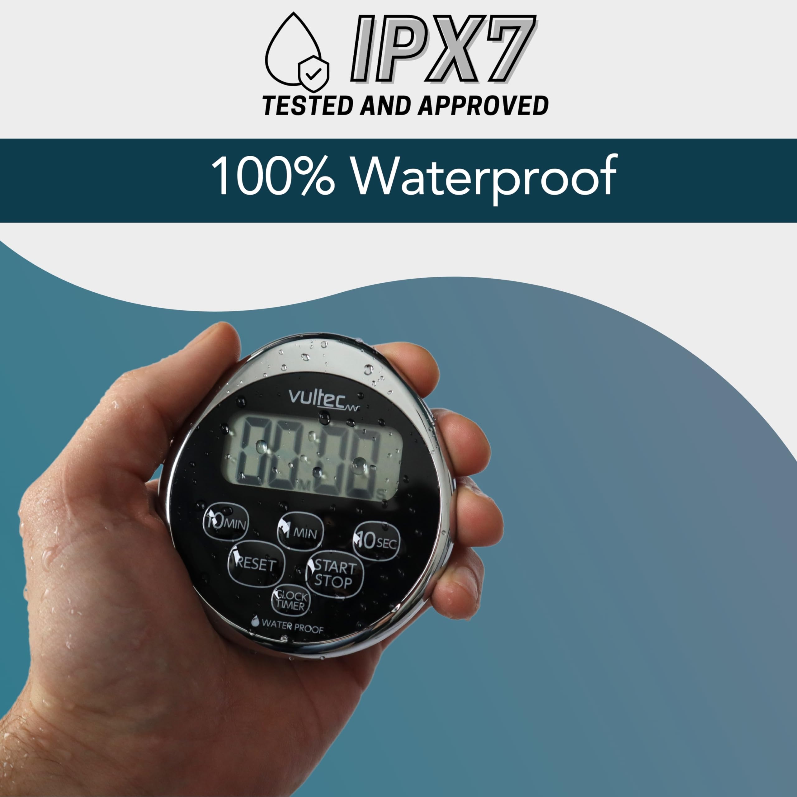 Timer prysznicowy T5 – cyfrowy wodoszczelny timer – timer prysznicowy (czarny, srebrny)