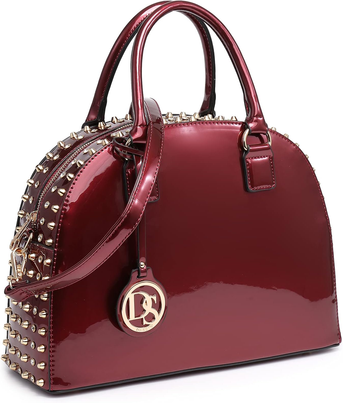 Dasein Women Patent Leather Purses Handbags Dome Satchel Purse Work Tote Structured Shoulder Bag with Long Strap
