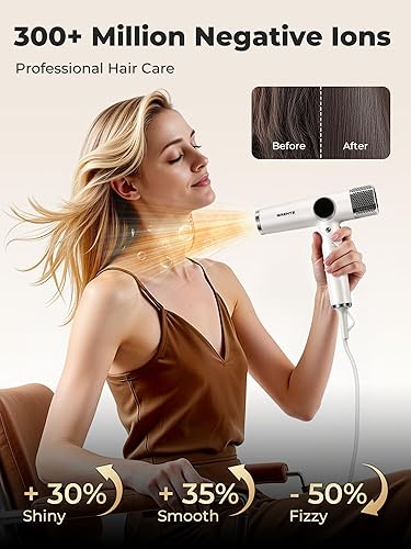 Miniatura 3 de Secador de pelo plegable con difusor, 110,000 rpm, secador iónico negativo de alta velocidad, 4 ajustes de calor3 velocidades, difusor magnético y