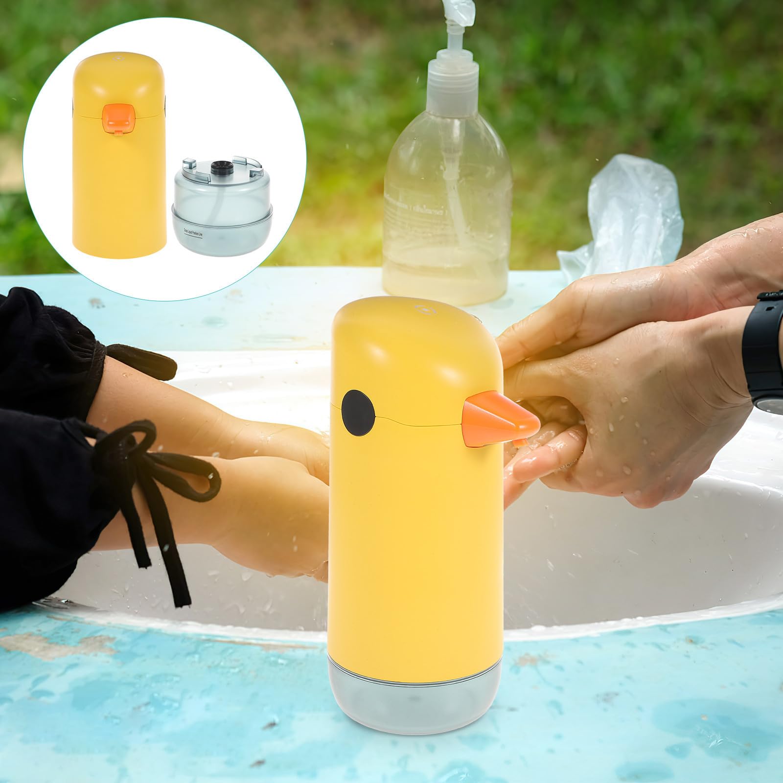 STOBAZA Dispensador Automático de Jabón Espumoso sin Contacto, Diseño Animal de Dinosaurio, Capacidad 220ml, Resistente al Agua Ipx6, Adecuado para Cocina y Restaurante