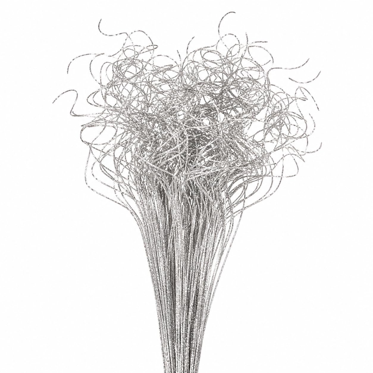 Floralcraft Silver/Glitter 50 Stems Curly Ting Ting - Christmas Decorations Ting Ting Branch Vase Filler Xmas Tree Garland Wreath Decoration, Wedding, Holiday Home Décor