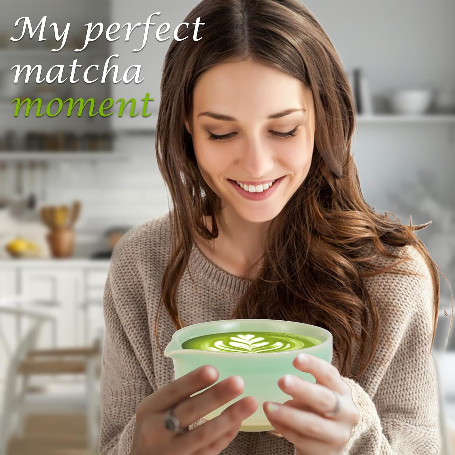 Matcha Whisk Set, Japanese Tea Set Includes Matcha Bowl with Spout, Bamboo Whisk, Ceramic Chasen Holder, Scoop, Sifter, 5 pcs Traditional Tea Making Kit for Matcha Lovers Christmas Gifts for Women Men - Image 2