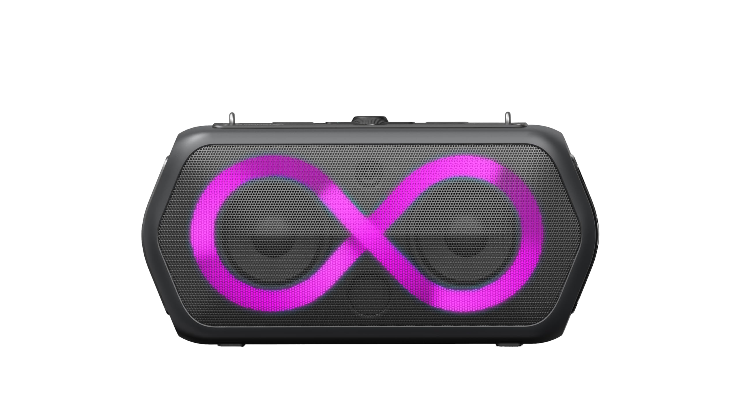 Majestic FIRE 39 – Speaker Wireless audio 5.3, Luci LED multicolor 13 effetti, ingressi USB/Micro SD/AUX/Mic/Chitarra, TWS, IPX4, Batteria ricaricabile, tracolla per il trasporto