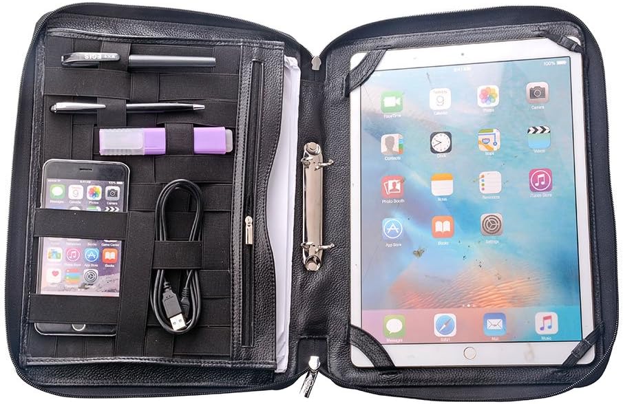 Deluxe LetterSize Leather Padfolio 2Ring Binder with