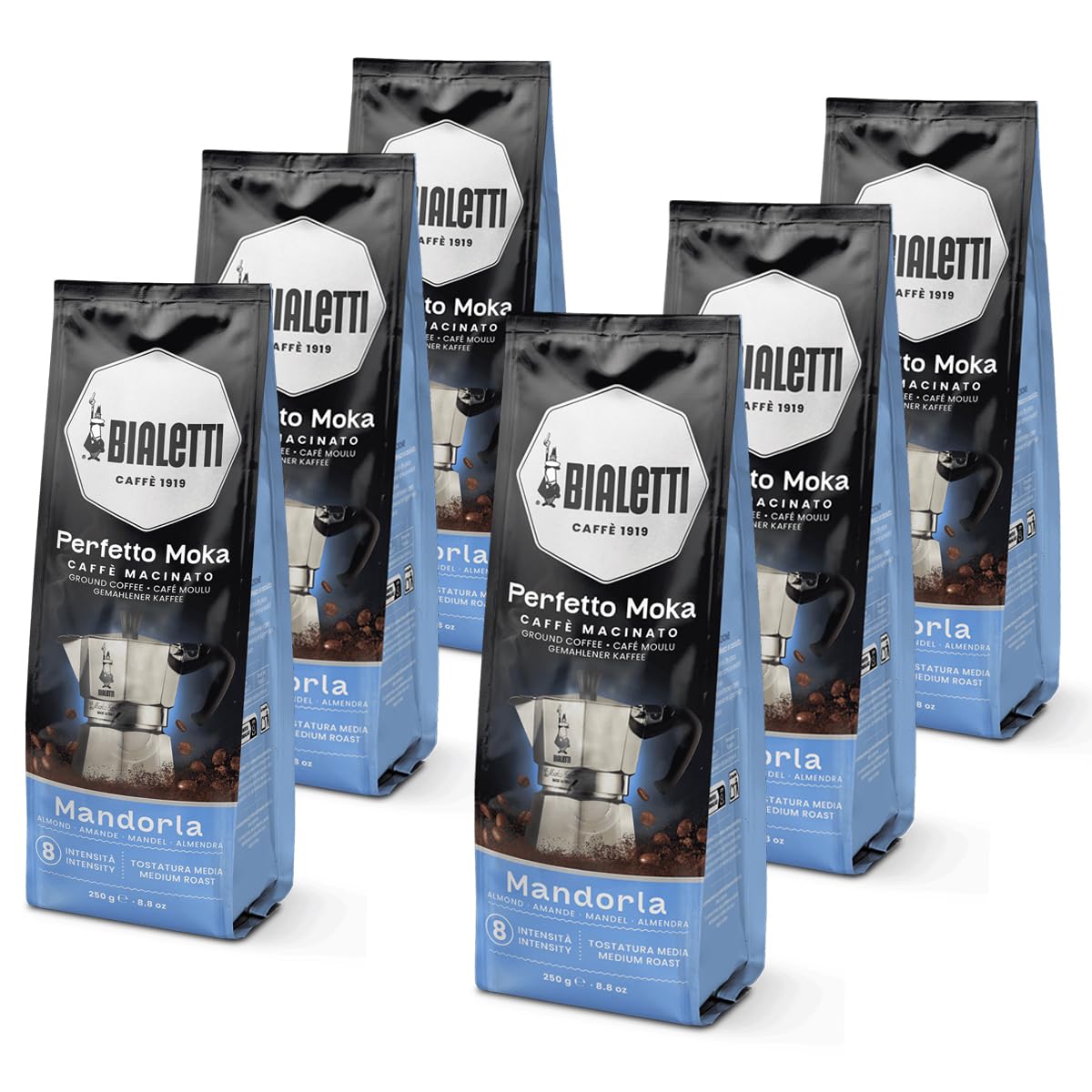 Bialetti Perfetto Moka Café moulu, 1,5 kg, saveur noisette - 6 x 250 g