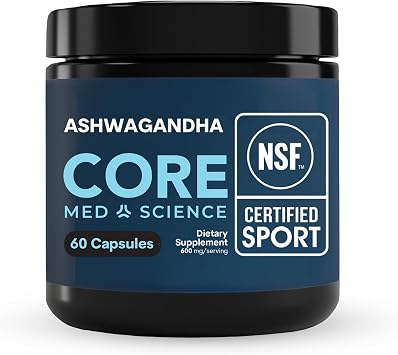 Core Med Science KSM-66 Ashwagandha Supplement - NSF Certified for Sport - Herbal Supplement for Stress, Corti D sol Support & Athletic Recovery for Men & Women - 60 Capsules