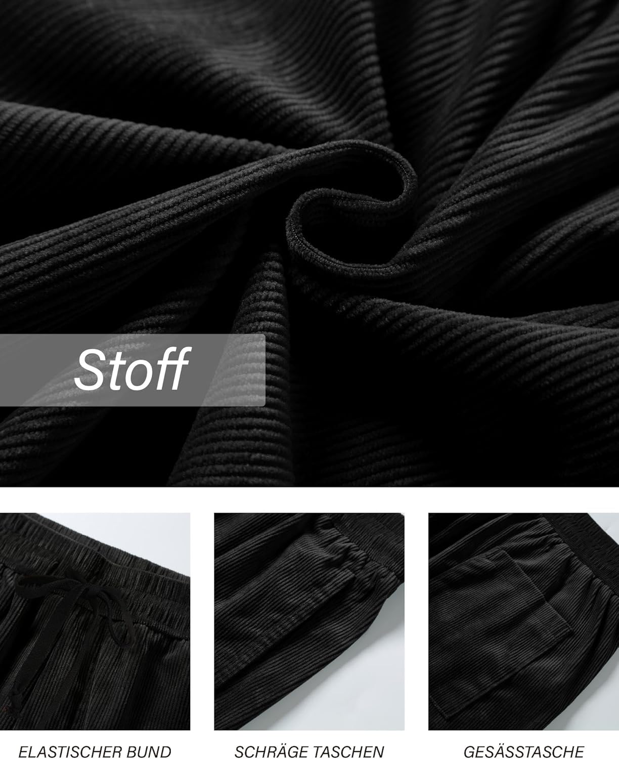 Men's Corduroy Shorts Casual Elastic Waist Drawstring 7 inch Shorts for Men with Pockets - Image 5