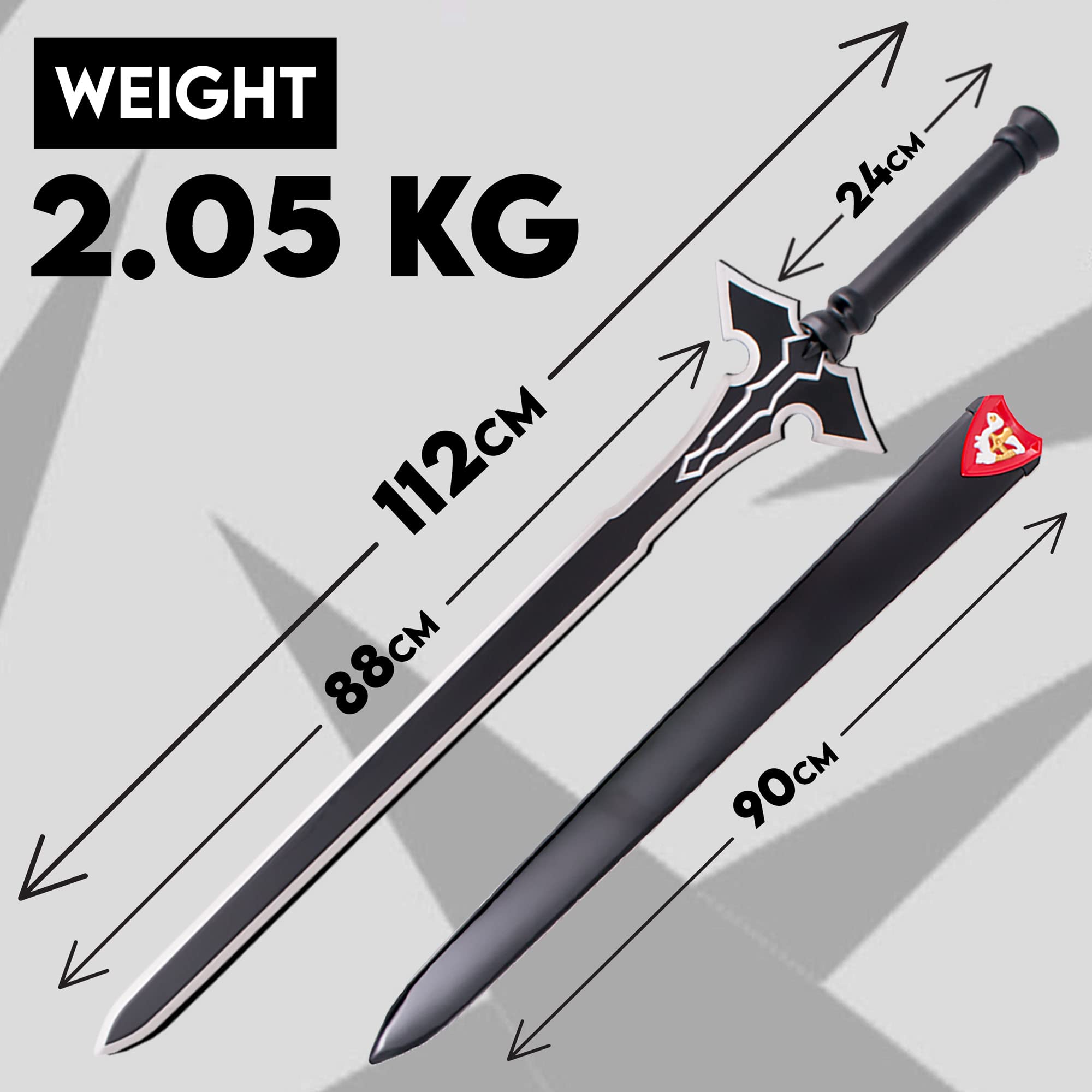 Sword Art Online – długi miecz Kirito z pochwą 112 cm, prawdziwy miecz ze stali, miecz SAO do Kirito Cosplay i prezent anime