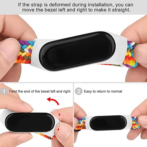 Miniatura 5 de Paquete de 2 correas de nailon para Xiaomi Mi Band 76543, correas de repuesto de nailon trenzado suave para Xiaomi Mi Band 76543 Fitness Tracker