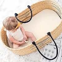 Vista 79 de Juego de 2 sábanas elásticas ultra suaves para moisés, ajuste universal para moisés, cesta de moisés, colchón rectangular ovalado, seguro y cómodo