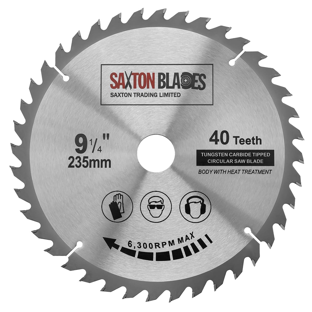 TCT23540T Saxton TCT lame de scie circulaire pour le bois 235 mm x 30 mm alésage x 40 dents compatible avec Bosch, Makita, Dewalt